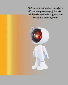 360° Ayarlanabilir Başlıklı Astronot Gece Lambası