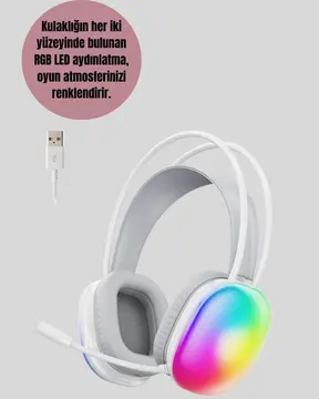RGB Aydınlatmalı Kablosuz Bluetooth Oyuncu Kulaklığı