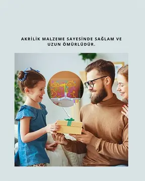 LED Işıklı Şeffaf Yazı Tahtası – Neon Etkili Akrilik Pano Silinebilir 7 Renkli Kalemli 30x20 cm