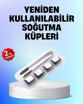 Yeniden Kullanılabilir 304 Çelik Metal Buz Küpleri 4'lü Set