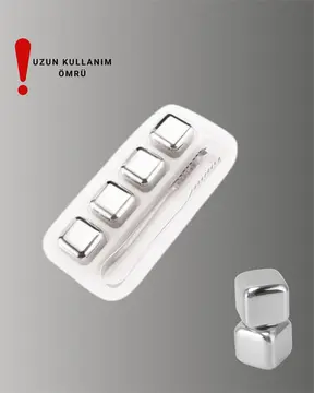 Yeniden Kullanılabilir 304 Çelik Metal Buz Küpleri 4'lü Set