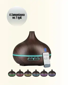 Sessiz Çalışan Aromaterapi Difüzörü – 4 Zaman Ayarlı 7 Renkli Işık Seçeneği