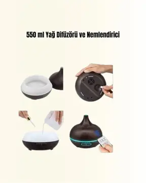 550 ml Ultrasonik Yağ Difüzörü ve Soğuk Buhar Nemlendirici