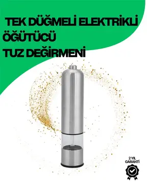 Şeffaf Hazneli Elektrikli Tuz Karabiber Öğütücü Pilli Taşınabilir Mutfak Aleti