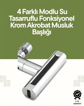 Krom Musluk Başlığı | 4'ü 1 Arada Su Çıkışı | Kolay Montajlı
