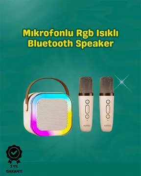 İki Mikrofonlu Renkli LED Işıklı Karaoke Cihazı