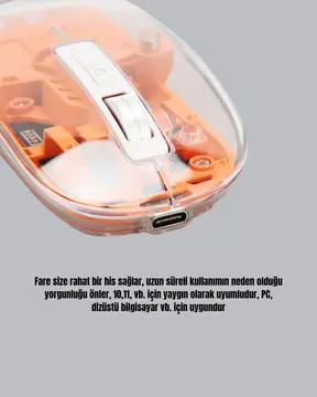 Kablosuz Sessiz Ergonomik ve Şarjlı Fare - Gelişmiş Çoklu Cihaz Desteği