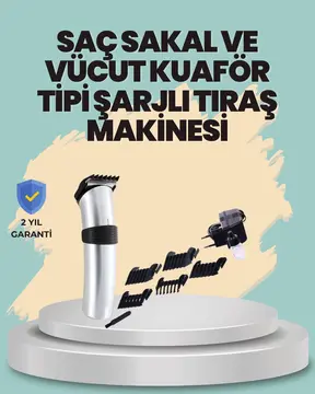 Profesyonel Erkek Tıraş Makinesi – Kablosuz Paslanmaz Bıçaklı ve Tam Aksesuar