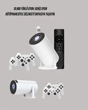 10.000 Oyun Destekli Çift Kollu 4K Projeksiyon – HDMI USB AUX Ethernet Yok