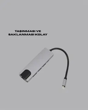 Type‑C Dönüştürücü – 2×USB3.0 SD/MS 4K HDMI & RJ45 ile Profesyonel Kullanım