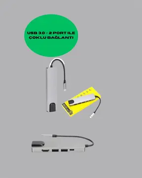 4K HDMI Çıkışlı Gigabit Ethernet'li USB‑C Çoklu Port Hub