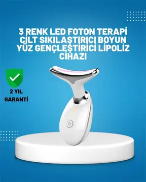 3 Modlu Boyun ve Yüz Bakım Cihazı – EMS Temizleme Sıcak Masaj ve Renkli Işık Terapi Özellikli