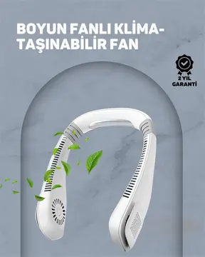 USB Şarjlı Giyilebilir Fan | 5 Kademeli Rüzgar Hızı Sessiz Turbo Soğutma 360° Hava Sirkülasyonu