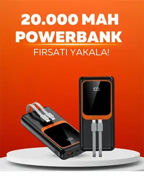 20.000 mAh Powerbank – 22.5W Hızlı Şarj Çok Kablolu Dijital Göstergeli