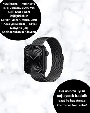 Mini Series 10 Akıllı Saat | 3 Kordon + Bileklik Hediyeli Tüm Telefonlarla Uyumlu
