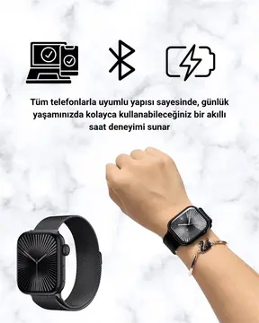 Mini Series 10 Akıllı Saat | 3 Kordon + Bileklik Hediyeli Tüm Telefonlarla Uyumlu