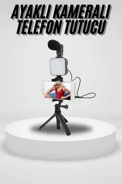 Akıllı Telefon Vlog Kiti Tripod Mini Mikrofonlu Telefon Tutucu