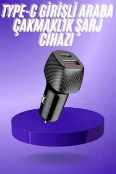 38W USB Type-C Girişli Oto Çakmaklık Araç İçi Hızlı Şarj Çakmaklık Şarj Aleti