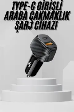 Araç İçi Şarj Cihazı 38W Güç Kapasiteli Type-C Girişli Araba Çakmaklık