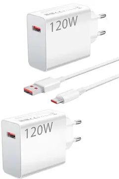 120 Watt Turbo Hızlı Şarj Aleti Seti Hızlı Şarj Adaptörü Beyaz