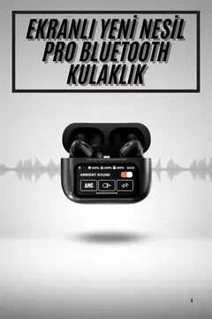 Yeni Nesil ANC Özellikli Çağrı Cevaplayan Dokunmatik Ekranlı Bluetooth Kulaklık Siyah