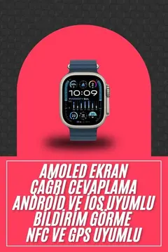 49mm Akıllı Saat Amoled Ekranlı Kadın Erkek Kol Saati Plastik Kordon