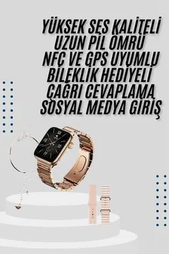 Akıllı Saat 3 Kordonlu Ve Aksesuarlı Bayanlar Için Şık Rose renk