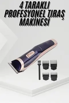 Tıraş Makinesi 4 Başlıklı Paslanmaz Çelik Bıçaklı Tüm Saç Tiplerine Uygun