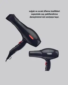 Profesyonel 2200W Fön Makinesi – AC Motorlu Hızlı Kurutma Hafif Tasarım