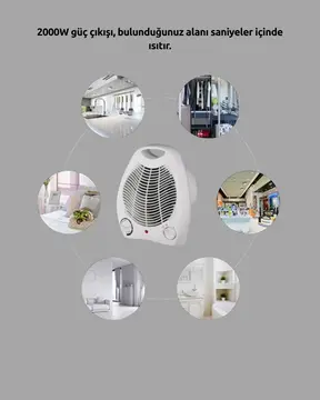 Mini Elektrikli Isıtıcı – 2000W Güç Fanlı Isıtma 3 Isı Modu