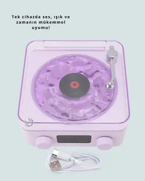 Retro Pikap Hoparlör – Şarjlı Kablosuz Projektör ve Gece Lambası