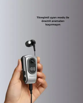 Profesyonel Bluetooth Kulaklık – Klipsli Titreşimli Dijital Göstergeli