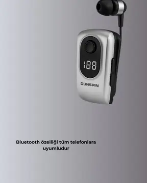 Profesyonel Bluetooth Kulaklık – Klipsli Titreşimli Dijital Göstergeli