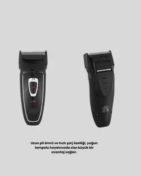 Uzun Pil Ömürlü Şarjlı Tıraş Makinesi – Hızlı Şarj Ergonomik Tasarım Çok Yönlü Kullanım