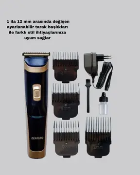 Profesyonel Şarjlı Saç ve Sakal Kesme Makinesi – Unisex 12 mm Ayarlanabilir Başlık
