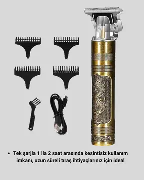Profesyonel Çizik Tıraş Makinesi – T Çelik Bıçaklı 120 Dakika Şarjlı Kullanım 3 Başlıklı
