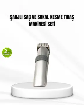 Şarjlı Saç ve Sakal Kesme Makinesi – Paslanmaz Çelik Bıçak Ayarlanabilir Başlık