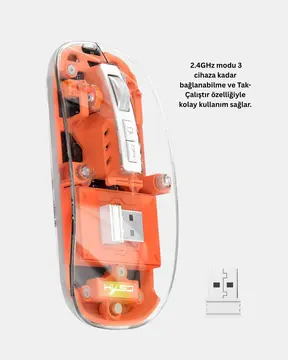 Çift Modlu Kablosuz Bluetooth 5.0 + 2.4GHz Mouse – 3 Cihaz Bağlantılı Hızlı Geçiş Düğmeli