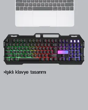 RGB Işıklı Oyuncu Klavye Mouse Seti – Türkçe Q Ayarlanabilir DPI Ergonomik ve Dayanıklı Tasarım