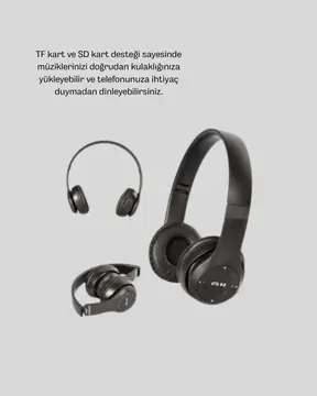 Bluetooth 5.0 Kablosuz Kulaklık – Extra Bass TF Kart Desteği 3.5mm AUX Girişli