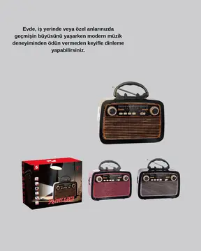 LED’li Nostaljik Bluetooth Hoparlör – Vintage Tasarım Ahşap Doku