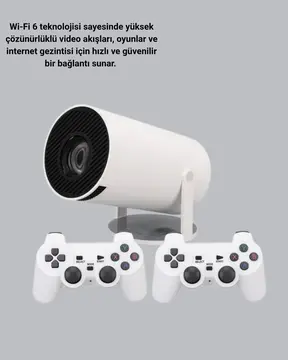 4K Wi-Fi 6 Projeksiyon Cihazı – 10.000+ Oyun Desteği Kablosuz Bağlantı ve Çoklu Giriş Portları