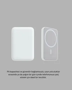 MagSafe Uyumlu Kablosuz Batarya – 27W Hızlı Şarj Destekli Kompakt Güç Bankası