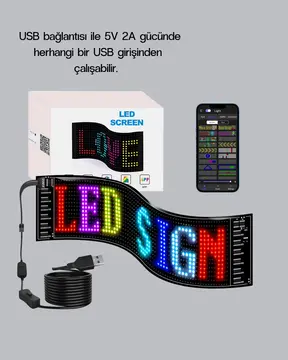 RGB LED Panel – USB Güç Girişli GIF ve Yazı Gösterimli Akıllı Ekran