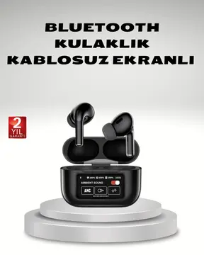 Aktif Gürültü Engelleme (ANC) Kablosuz Bluetooth Kulaklık – Dijital Ekranlı Dokunmatik ve Uzun Pil Ömürlü
