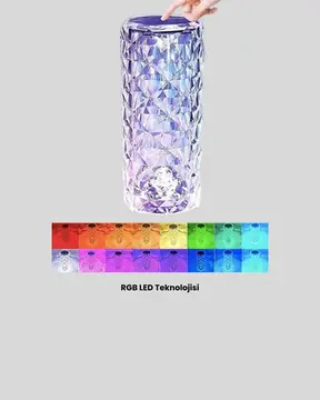 Kristal Tasarımlı RGB LED Gece Lambası – Kumandalı Renk Değiştiren Dekoratif Işık