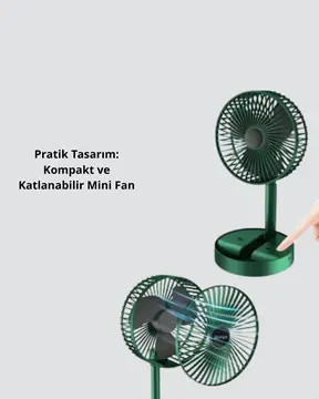 Katlanabilir Mini Fan – 3 Kademeli Soğutma Şarjlı