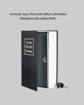 Sözlük Görünümlü Gizli Kitap Kasa – Anahtarlı Metal İç Kasa Kompakt Boyut Şık ve Güvenli Tasarım