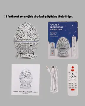 Yıldızlı Gökyüzü Dinozor Yumurta Projektör –  Ayarlanabilir Parlaklık ve Hız