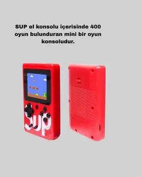 SUP Retro El Konsolu – 500 Oyun TV Bağlantılı 3 İnç Ekranlı Şarjlı Mini Atari